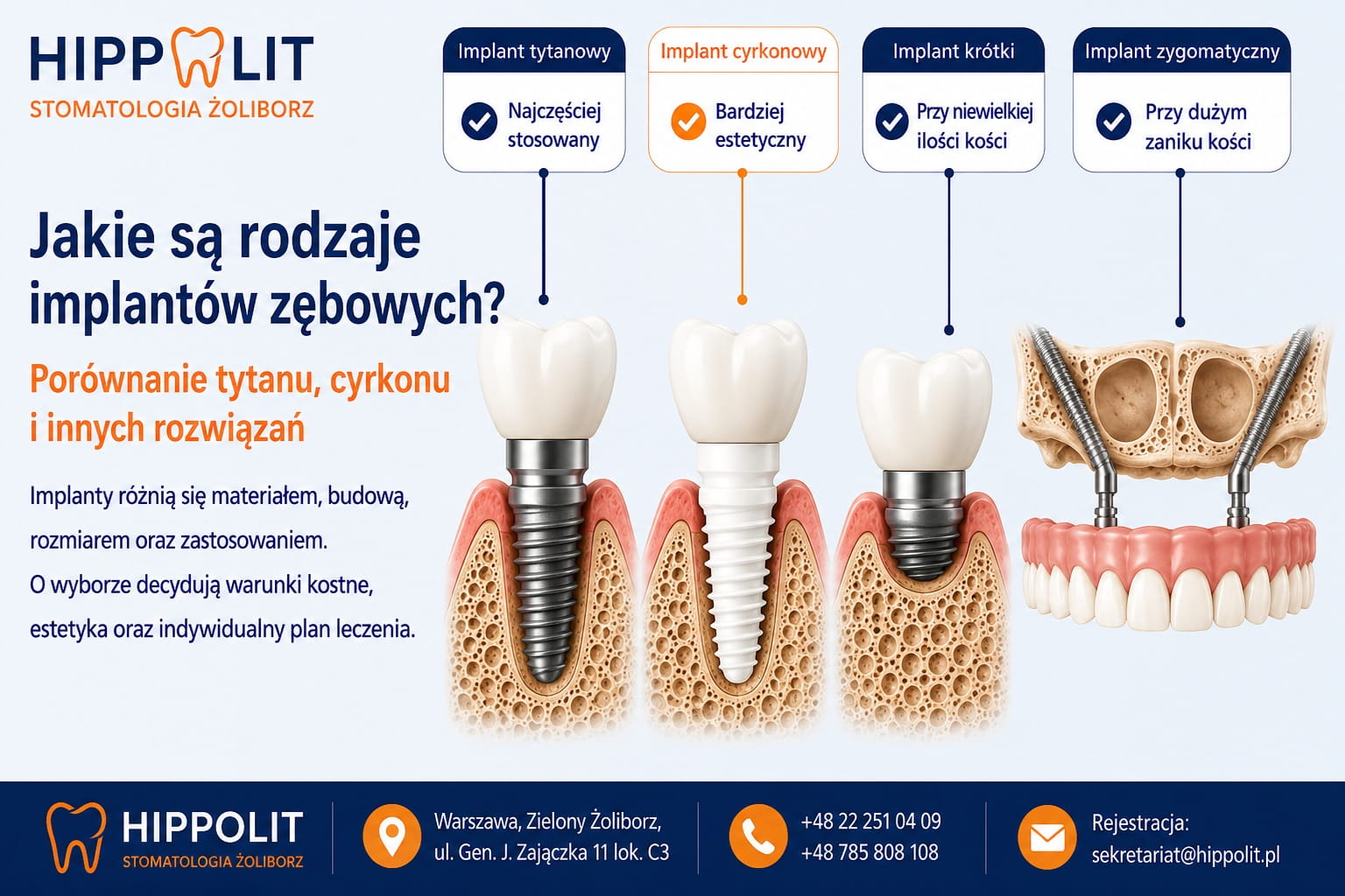 Jakie są rodzaje implantów zębowych? Porównanie tytanu, cyrkonu i innych rozwiązań