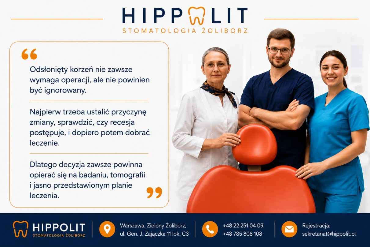 Diagnostyka i leczenie recesji dziąseł w Gabinecie Stomatologicznym HIPPOLIT w Warszawie na Żoliborzu, zapraszamy !!! Diagnostyka recesji dziąseł podczas badania periodontologicznego z oceną odsłoniętego korzenia zęba